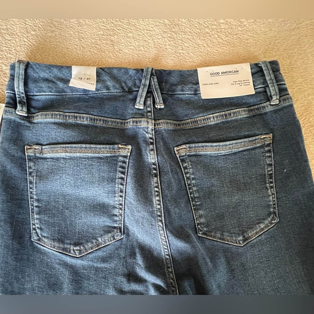 NWT Good American Good Legs Long Mid Blue High-Rise Skinny Jeans - Picture 7 of 11